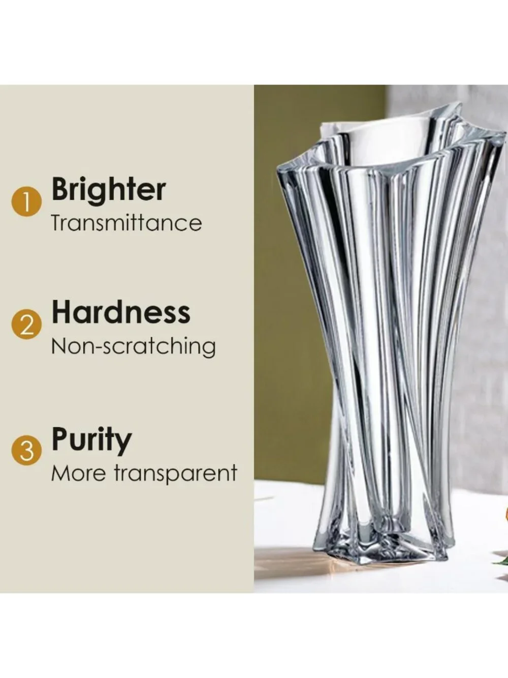 Elegant Heavy Crystal Vase for Flowers - Durable Decorative Centerpiece, 9.8